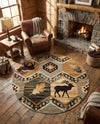 Frontier Trails Collection Area Rug -  Mesa Round Blue  lifestyle 77