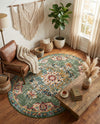 Brighton Terrace Collection Area Rug - Hove (Green) Oval Green  lifestyle 50