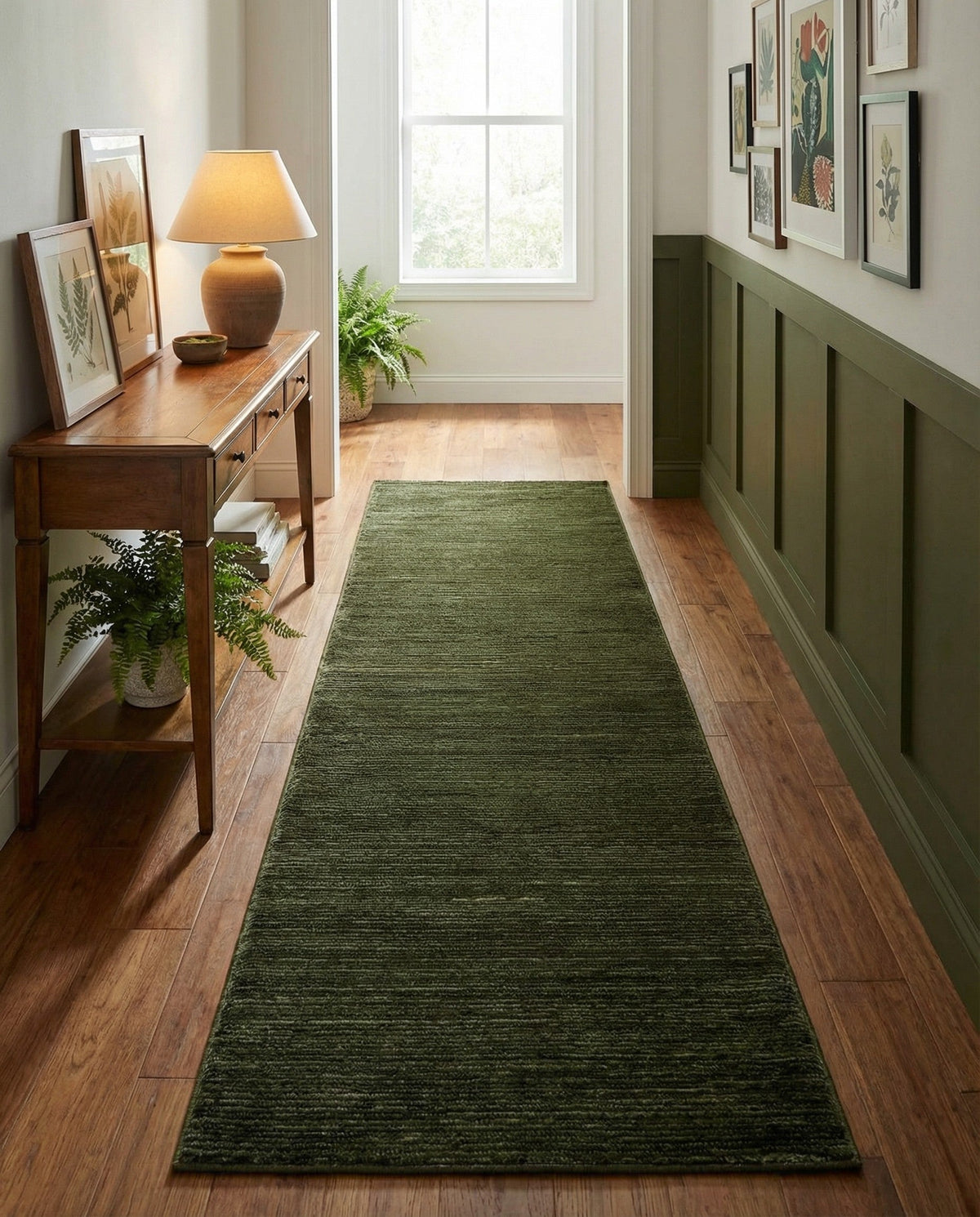 Bloomsbury Elegance Collection Area Rug -  Kensington (Green) Runner Green  lifestyle 75