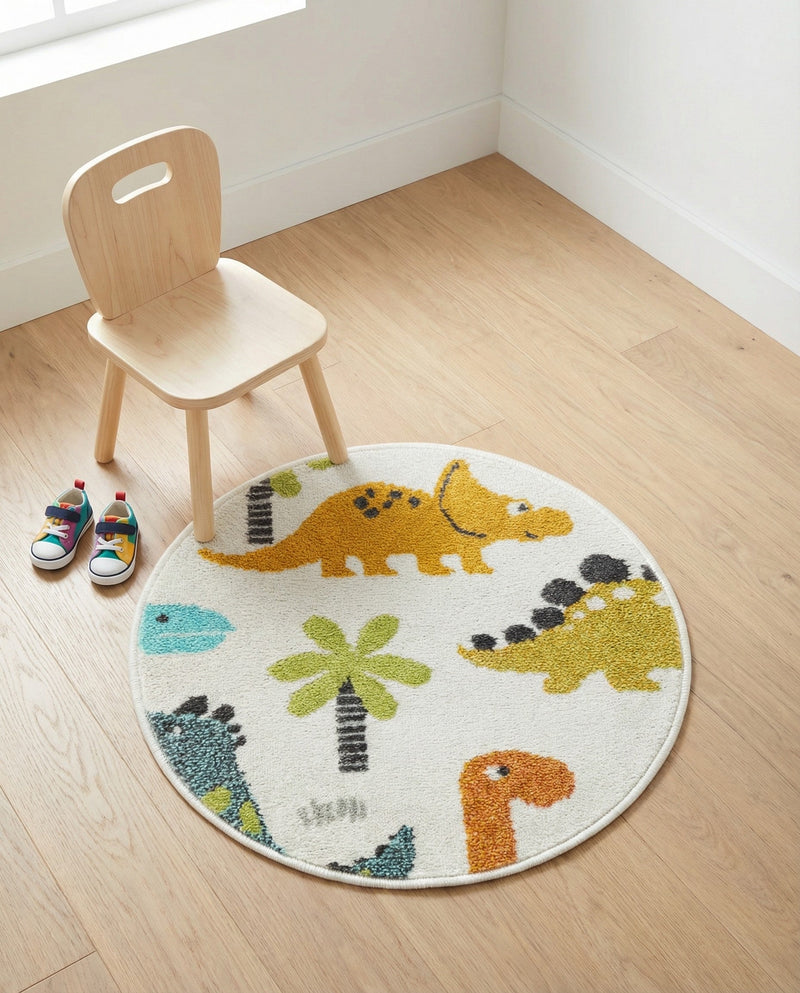 Wonder Tykes Collection Area Rug -  Pastiche Round Ivory  lifestyle 41