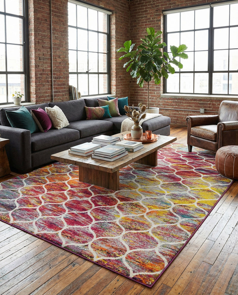 Trellis Mosaic Collection Area Rug -  Pergolatown (Multi) Rectangle Multi  lifestyle 16