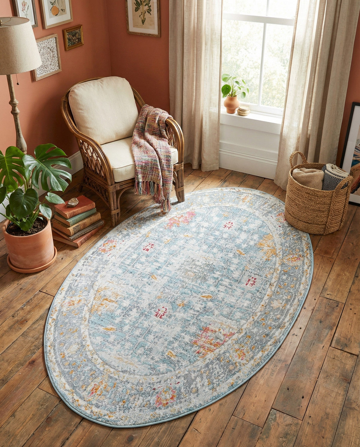 Arcadia Rugs Collection Area Rug -  Olympus Oval Blue  lifestyle 137