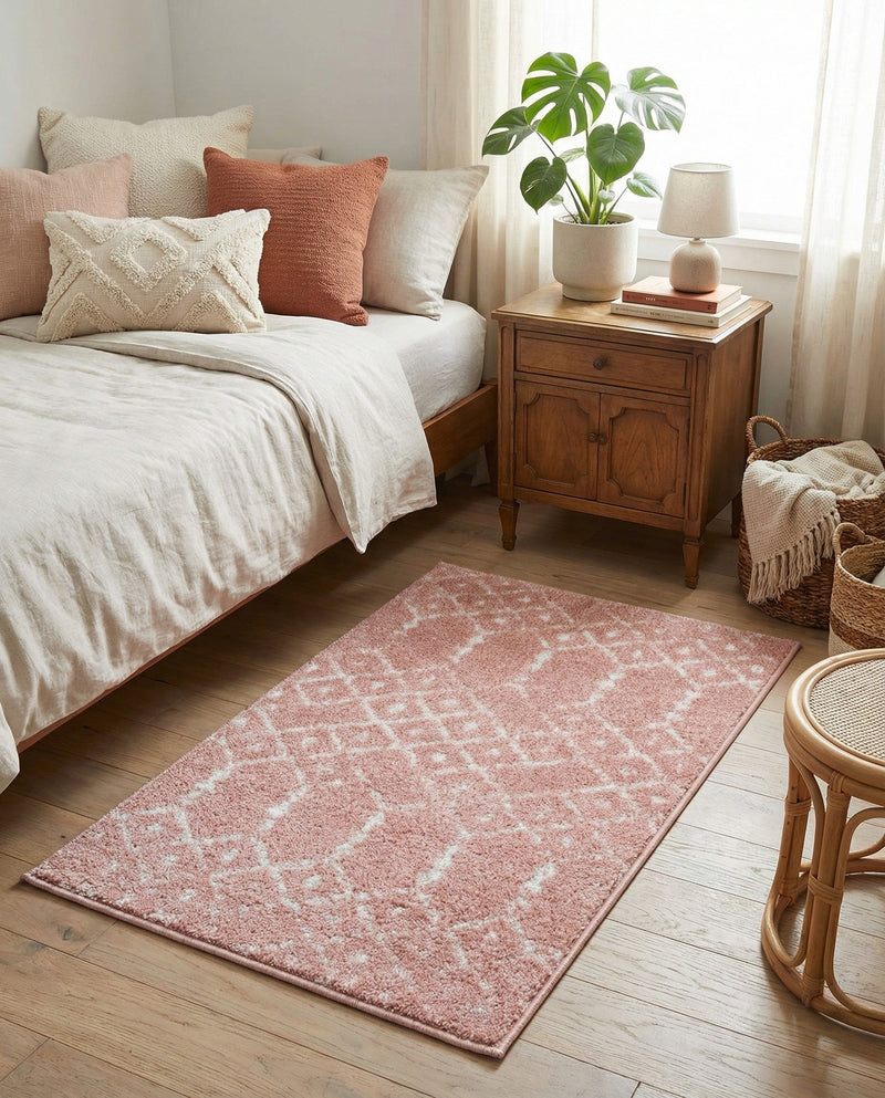 Marrakesh Lattice Collection Area Rug - Casablanca (Rose Pink) Rectangle Rose Pink  lifestyle 9