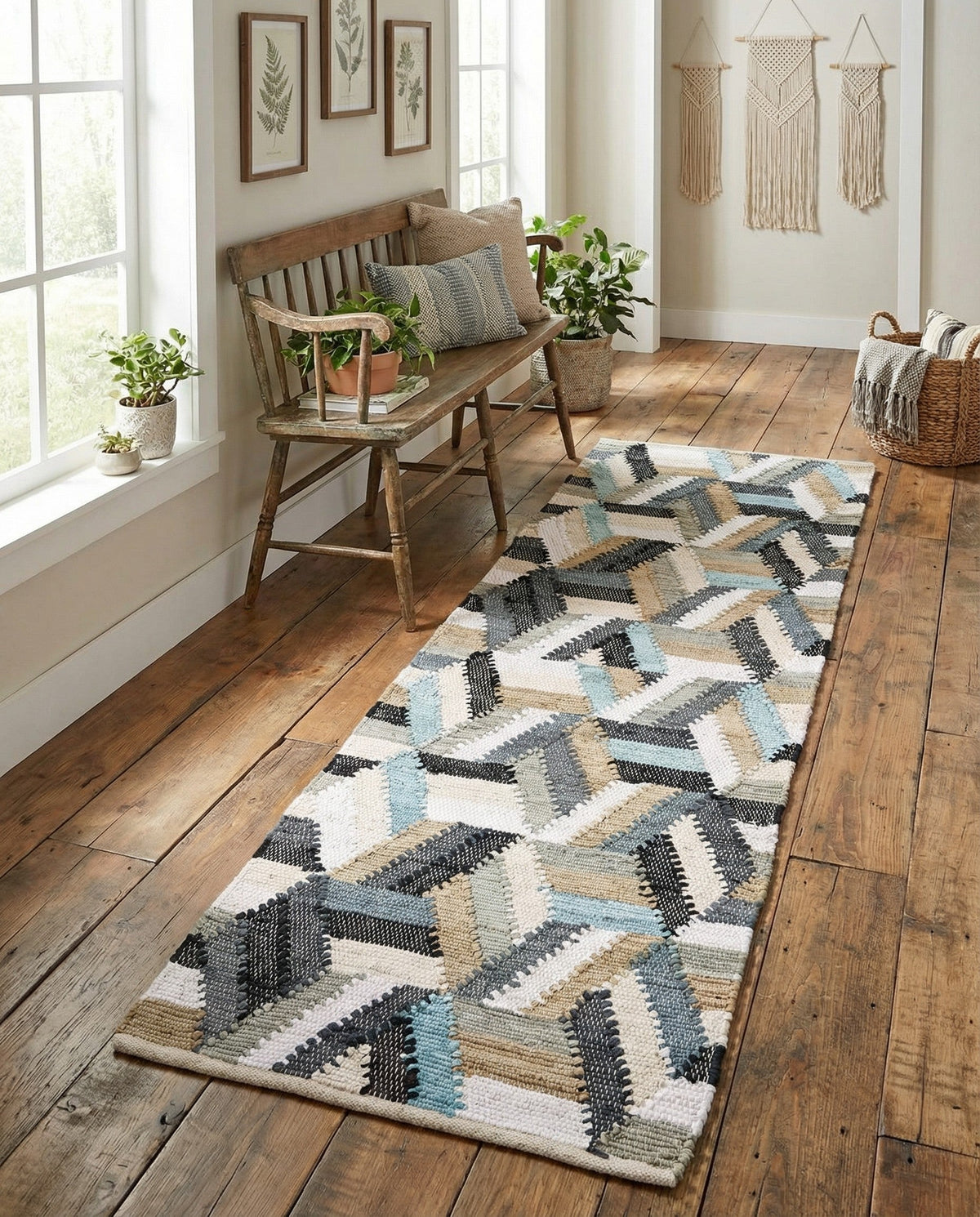 Thar Cotton Collection Area Rug -  Cochin Runner Blue  lifestyle 33