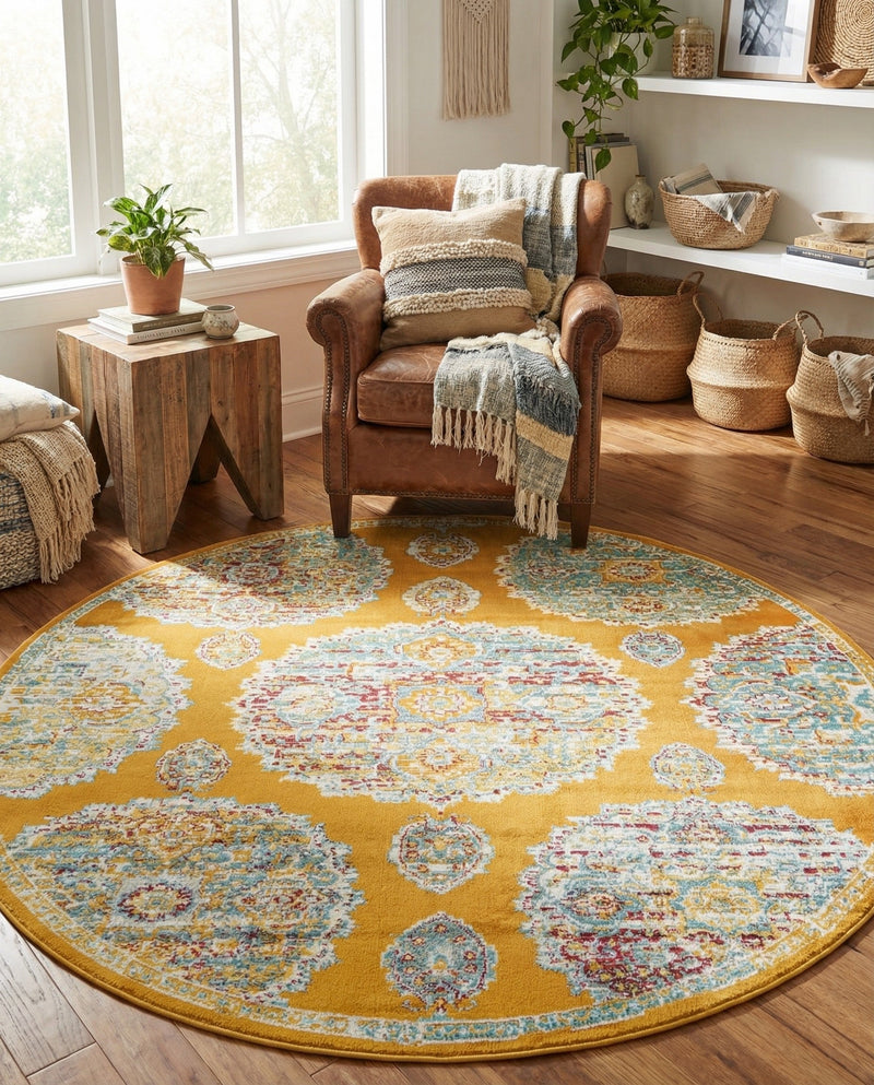 Arcadia Rugs Collection Area Rug -  Atlantis (Orange) Round Orange  lifestyle 31
