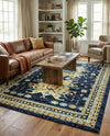 Tabriz Tapestries Collection Area Rug - Azerbaijan (Navy Blue) Rectangle Navy Blue  lifestyle 4