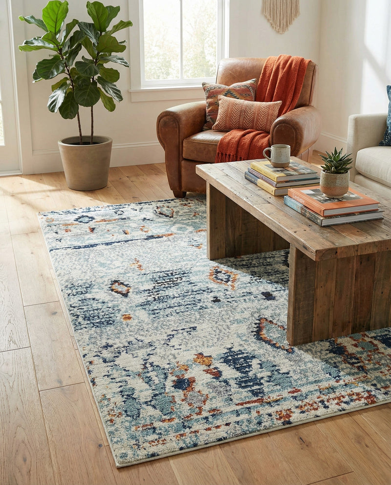 Tangier Treasures Collection Area Rug - Casablanca Rectangle Light Blue  lifestyle 18