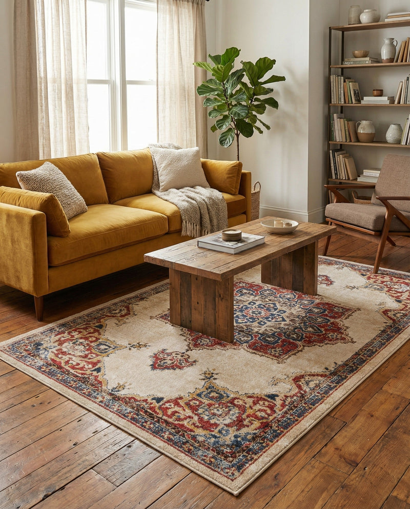 Eden Oasis Collection Area Rug -  Tranquility (Cream) Rectangle Cream  lifestyle 19