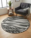 Urban Terrace Collection Area Rug -  Queens Round Black and White  lifestyle 45