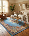 Tabriz Tapestry Collection Area Rug - Azerbaijan (Light Blue) Rectangle Light Blue  lifestyle 24