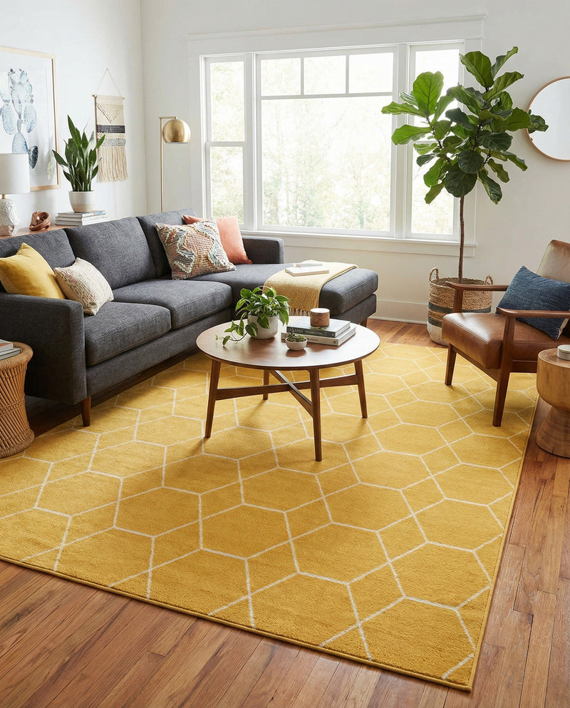 Trellis Mosaic Collection Area Rug - Arborville (Yellow) Rectangle Yellow  lifestyle 26
