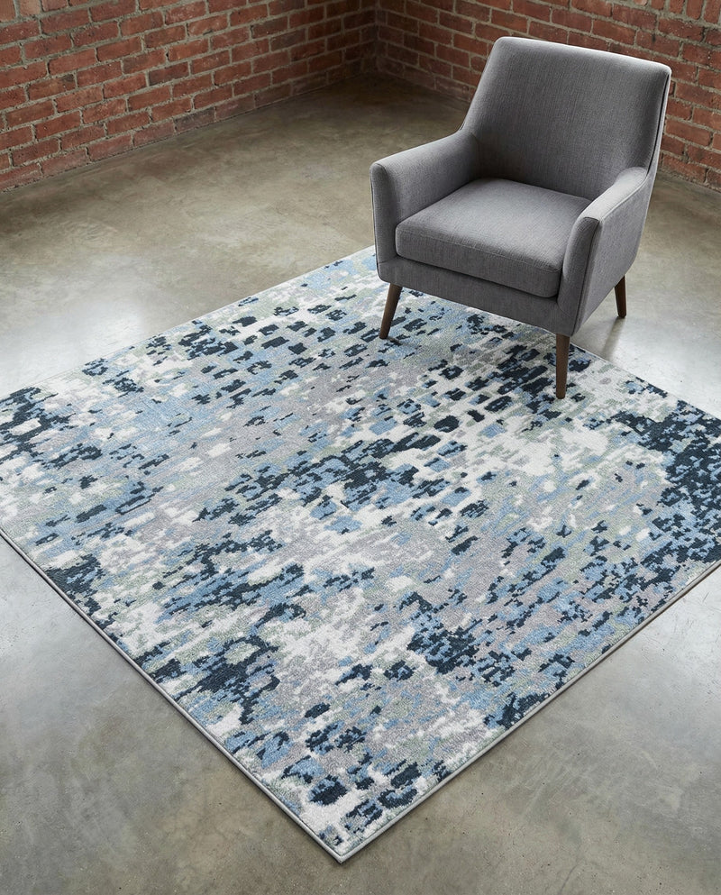 Aegean Elegance Washables Collection Area Rug -  Andros Square Gray Navy Green  lifestyle 73