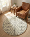 Berber Lattice Shag Collection Area Rug - Atlas (Ivory) Round Ivory  lifestyle 61