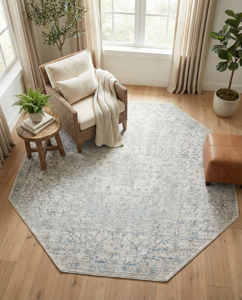 Coastal Haven Collection Area Rug - Seabreeze (Gray) Octagon Gray  lifestyle 43