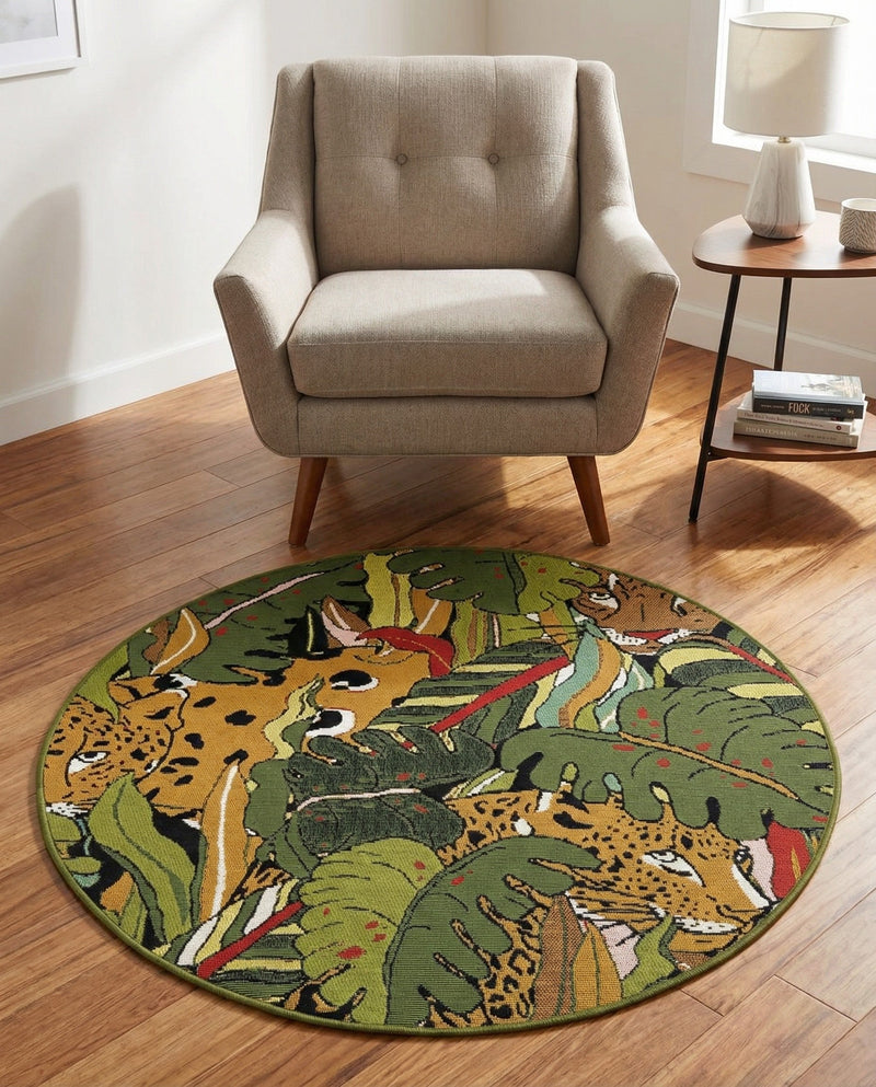 Seaside Blooms Collection Area Rug -  Sorrento Round Green  lifestyle 60