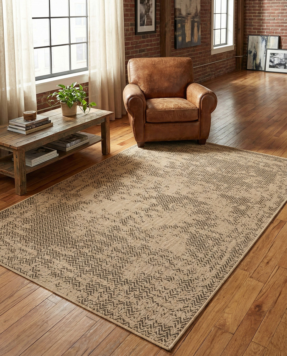 Sahara Sands Collection Area Rug -  Tanis Rectangle Natural  lifestyle 5