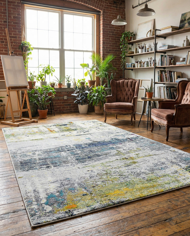 Chromatic Oasis Collection Area Rug -  Prism Rectangle Gray  lifestyle 10