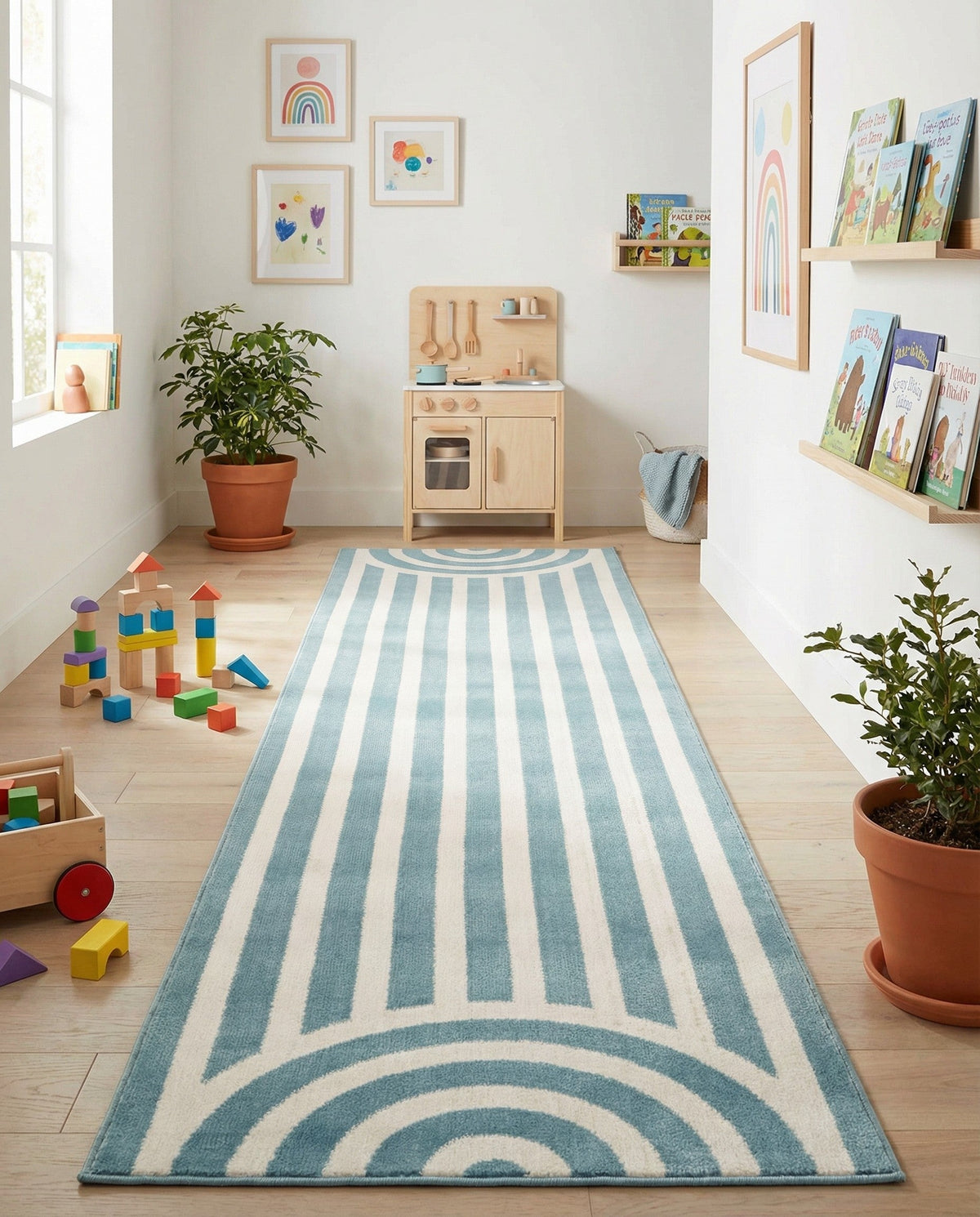 Wonder Tykes Collection Area Rug -  Joydale Runner Sky blue  lifestyle 204
