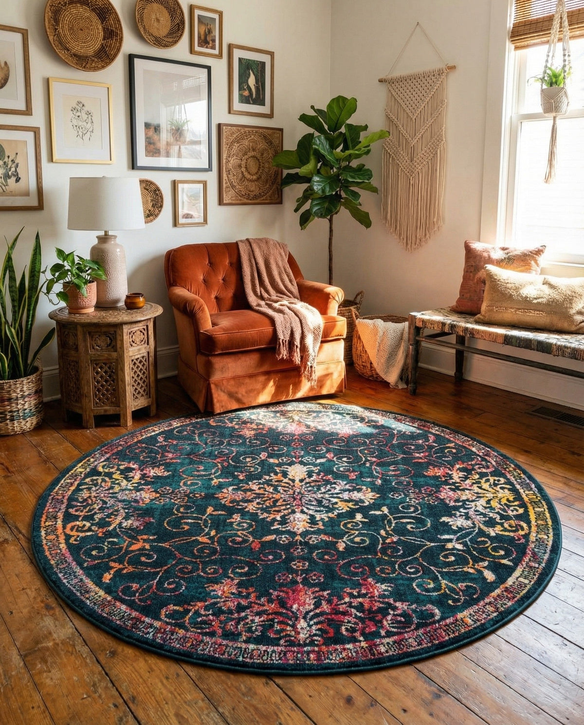 Brighton Terrace Collection Area Rug -  Saltdean Round Navy Blue  lifestyle 133
