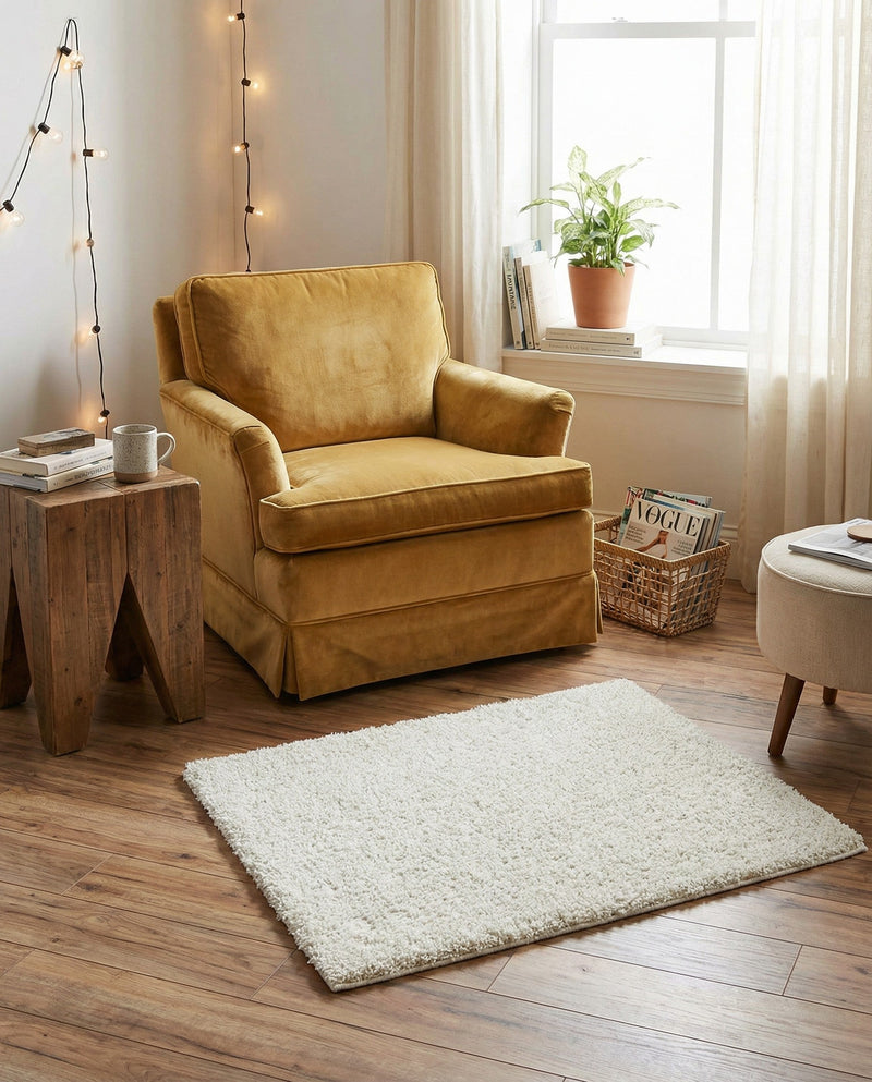 Cozy Comfort Shag Collection Area Rug - Haven (White) Rectangle White  lifestyle 30