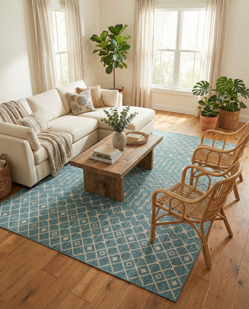 Savannah Pergola Collection Area Rug -  Pergola (Teal) Rectangle Teal  lifestyle 19