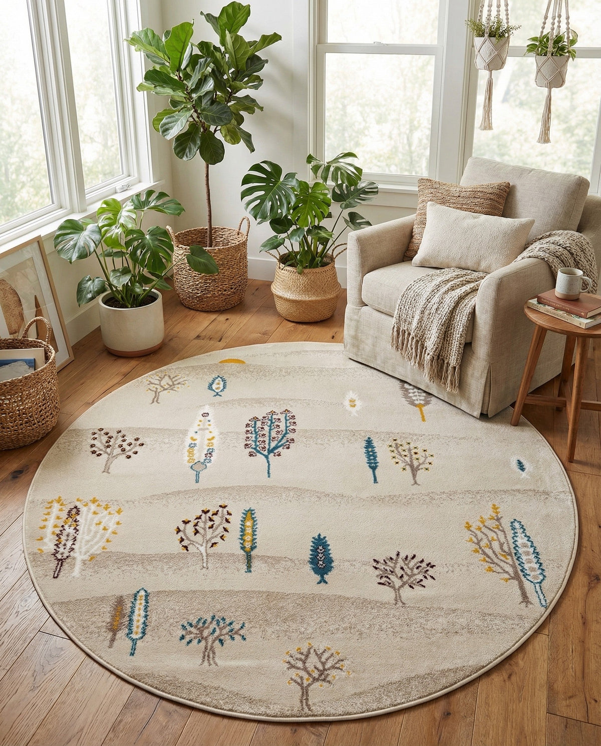 Coastal Haven Collection Area Rug -  Surfside Round Ivory  lifestyle 108