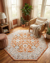 Savannah Elegance Collection Area Rug - Augusta (Rust Red) Octagon Rust Red  lifestyle 42