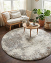 Cozy Haven Shag Collection Area Rug -  Tranquility (Khaki) Round Khaki  lifestyle 63