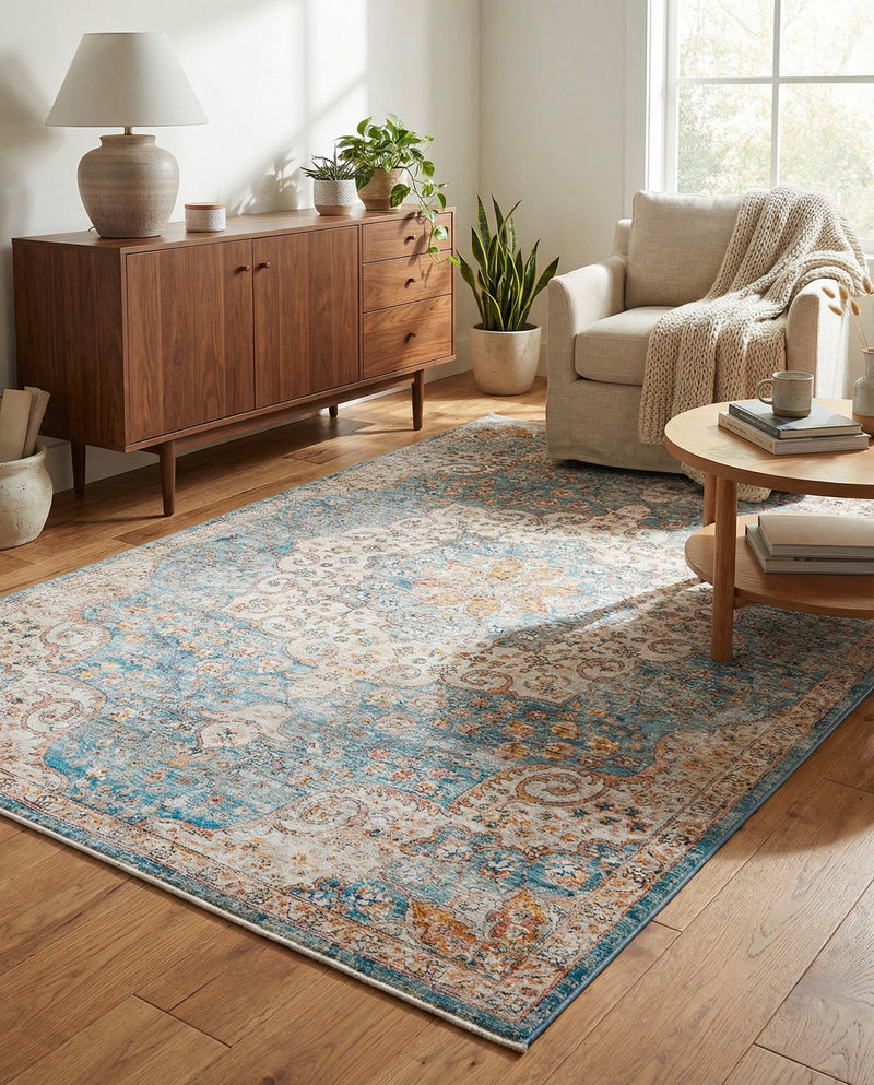Coastal Haven Collection Area Rug - Seabreeze (Blue) Rectangle Blue  lifestyle 13