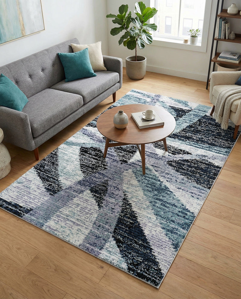 Santa Fe Trails Collection Area Rug -  Navajo Rectangle Gray and Ivory  lifestyle 14