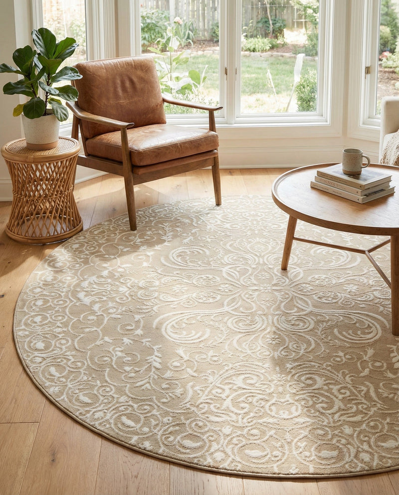 Andes Summit Collection Area Rug -  Lanín Round Beige  lifestyle 72