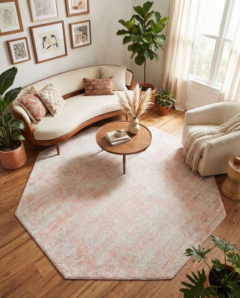 Luminara Sands Collection Area Rug - Elysium (Carnation Pink) Octagon Carnation Pink  lifestyle 44