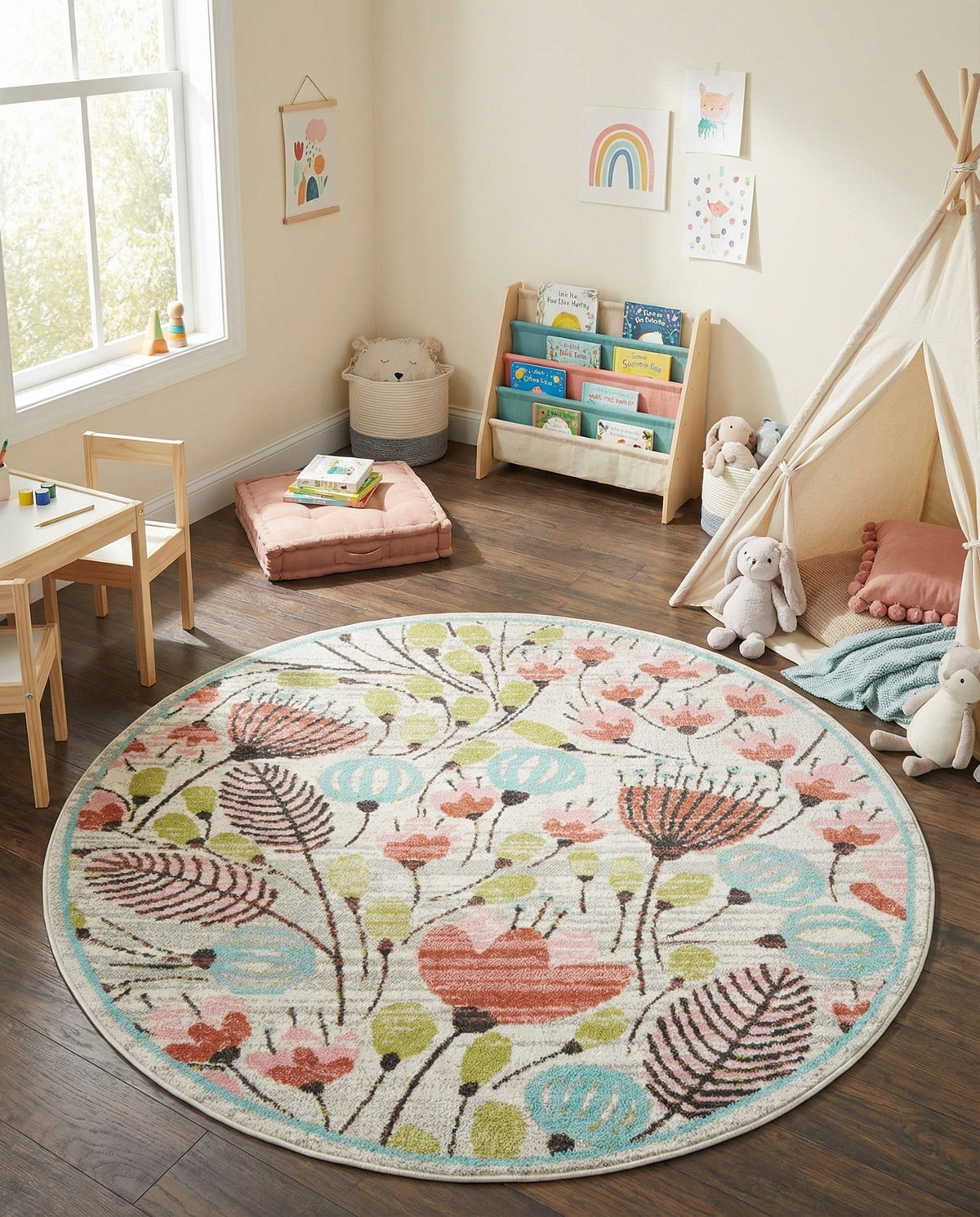 Wonder Tykes Collection Area Rug -  Fantasy Round Ivory  lifestyle 122