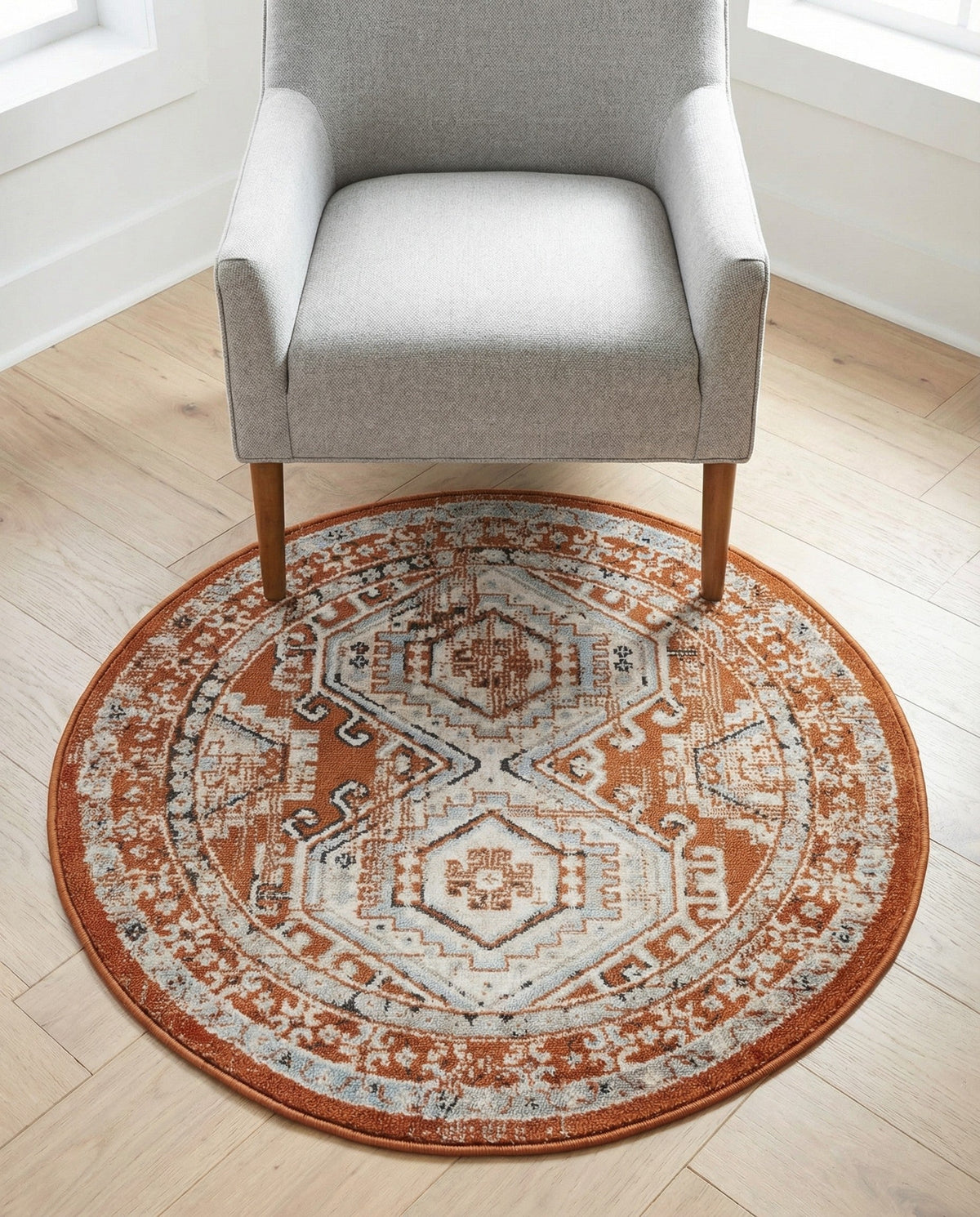 Savannah Elegance Collection Area Rug -  Tybee (Terracotta) Round Terracotta  lifestyle 129
