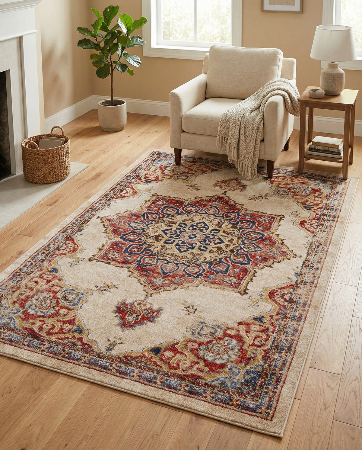 Eden Oasis Collection Area Rug -  Tranquility (Cream) Rectangle Cream  lifestyle 10