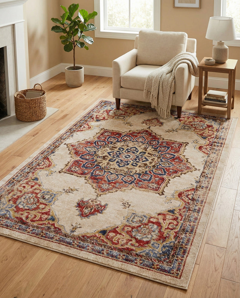 Eden Oasis Collection Area Rug -  Tranquility (Cream) Rectangle Cream  lifestyle 10