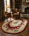 Versailles Elegance Collection Area Rug -  Louveciennes (Red) Oval Red  lifestyle 61