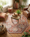 Seville Stripes Collection Area Rug -  Cordoba (Brick Red) Octagon Brick Red  lifestyle 63
