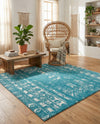 Brighton Stripes Collection Area Rug - Sussex (Turquoise) Square Turquoise  lifestyle 20