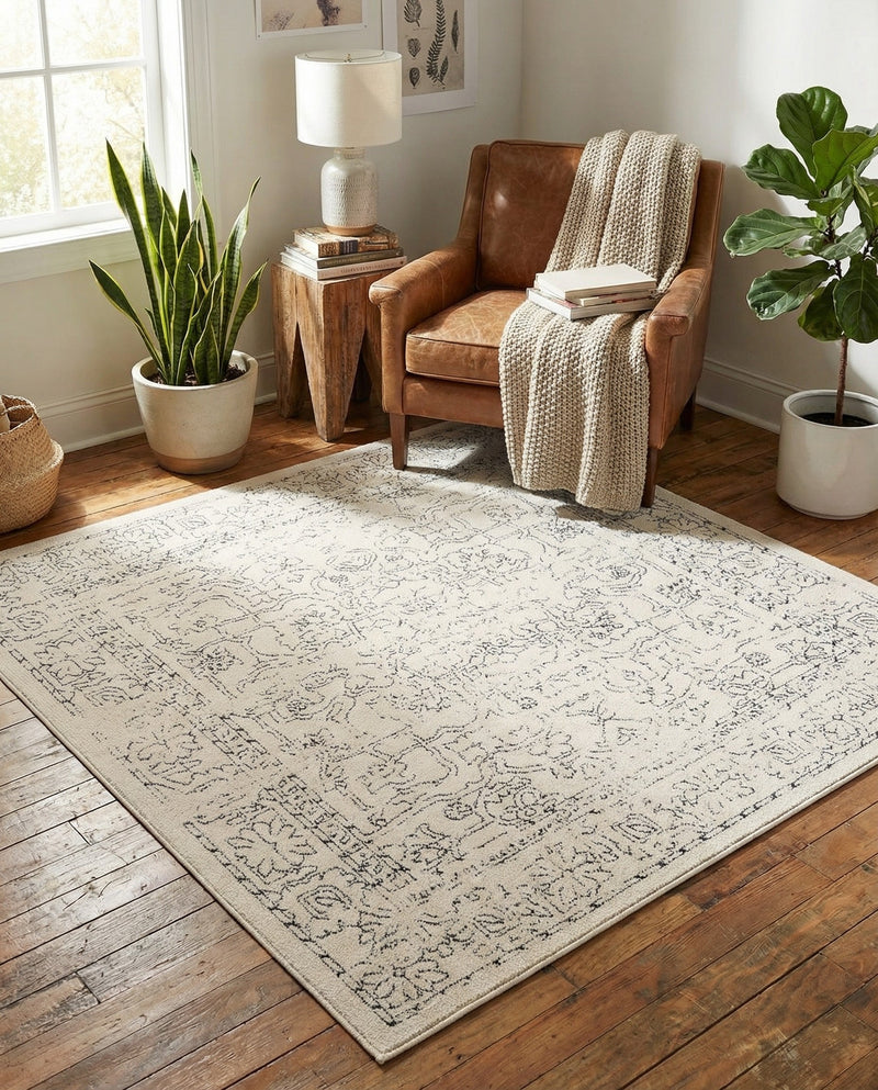 Savannah Soiree Collection Area Rug -  Everglade (White) Square White  lifestyle 63