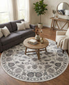 Charleston Elegance Collection Area Rug -  Seaport (white Gray) Round white Gray  lifestyle 57