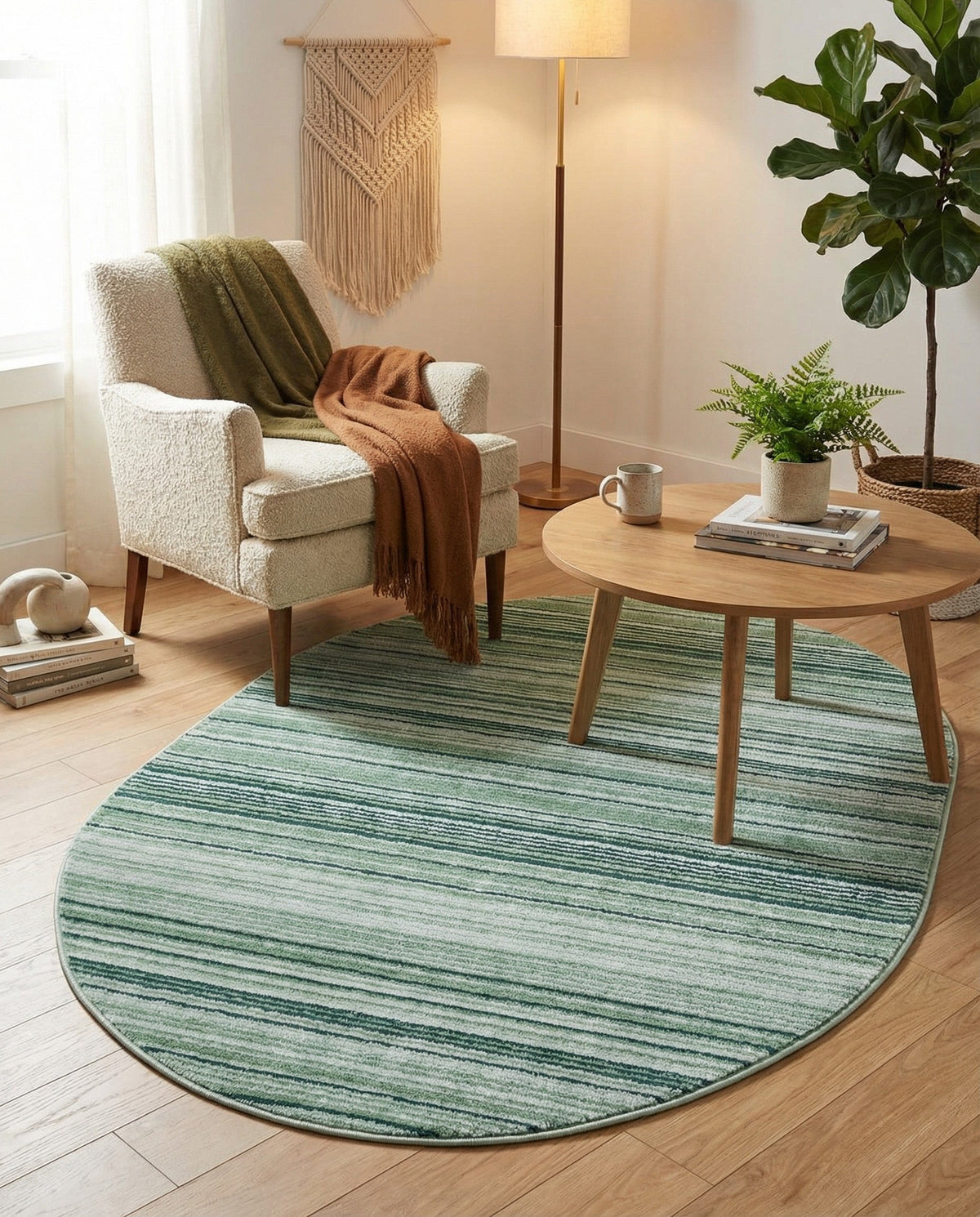 Jewel Oasis Collection Area Rug - Sapphire (Green) Oval Green  lifestyle 116