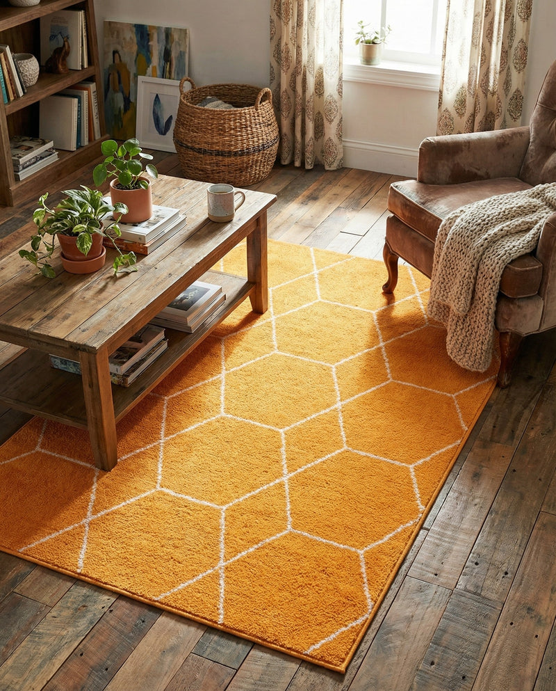 Trellis Mosaic Collection Area Rug - Arborville (Orange) Rectangle Orange  lifestyle 7
