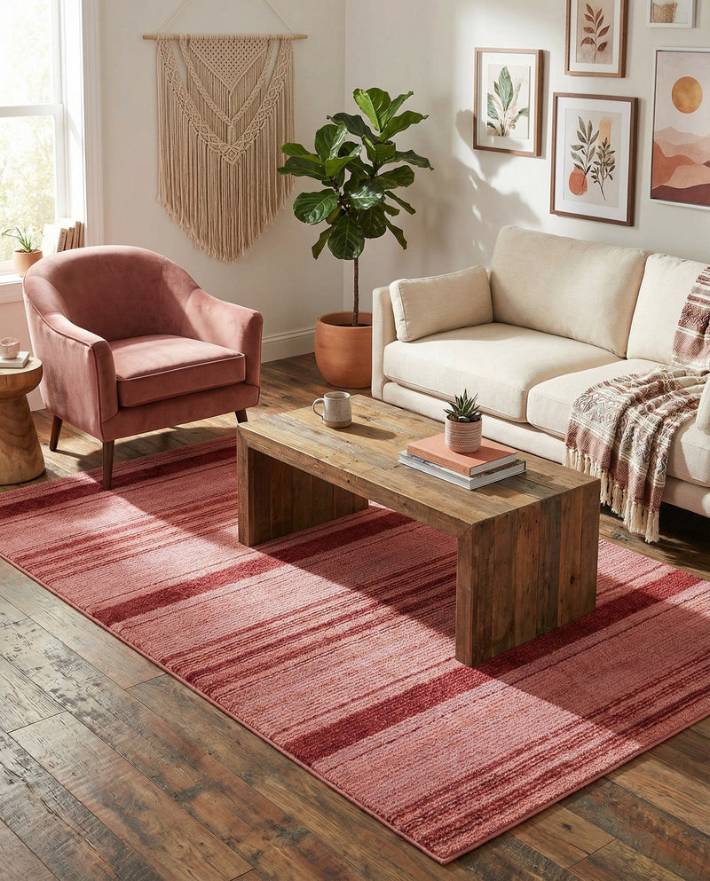 Jewel Oasis Collection Area Rug - Sapphire (Rusty Pink Rose) Rectangle Rusty Pink Rose  lifestyle 4