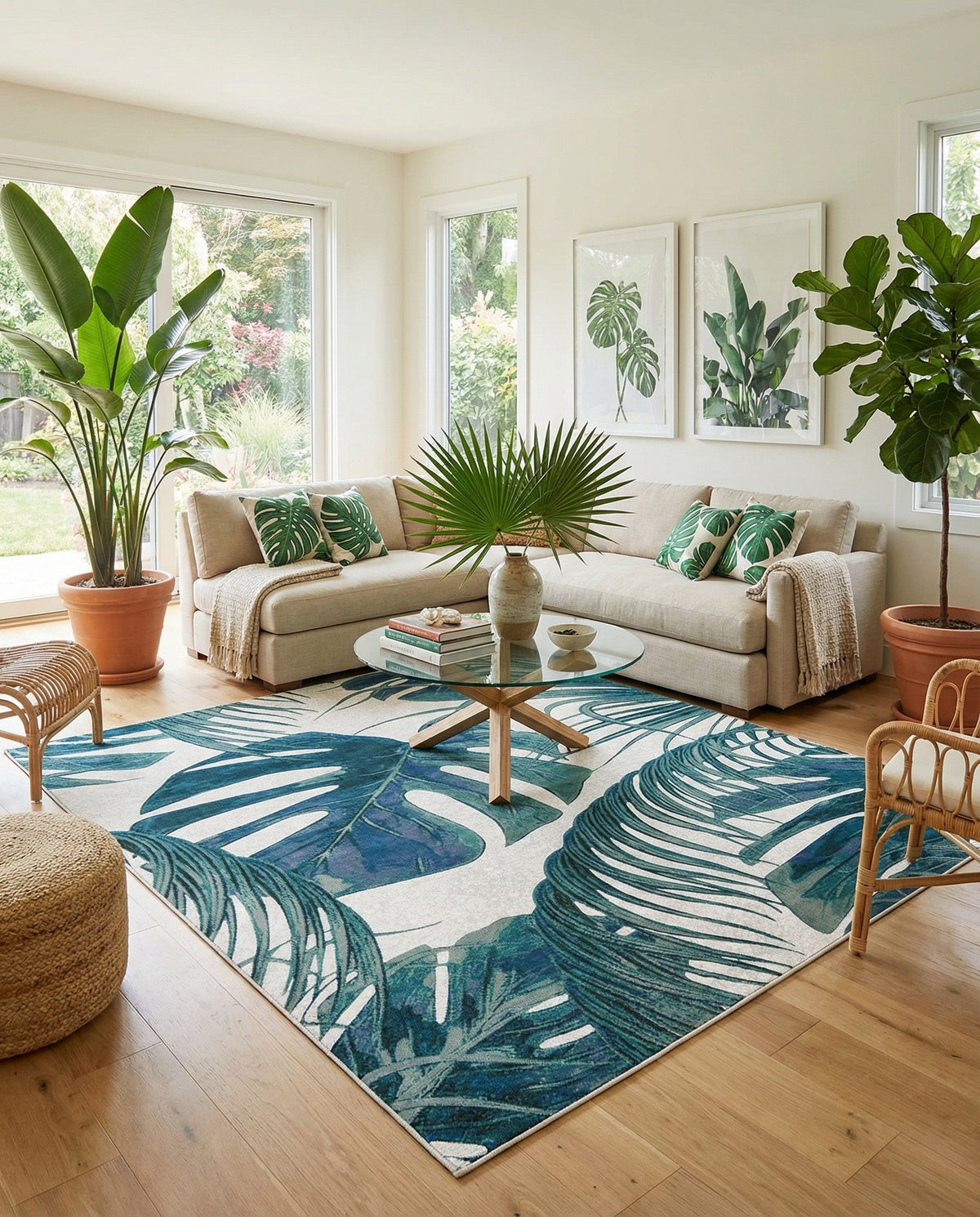 Meadow Breeze Collection Area Rug -  Clover Square Ivory  lifestyle 187
