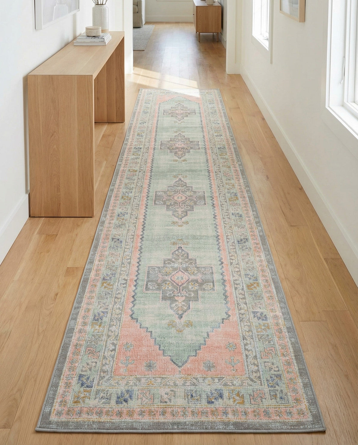 Savannah Series Collection Area Rug -  Augusta (Pink) Runner Pink  lifestyle 101