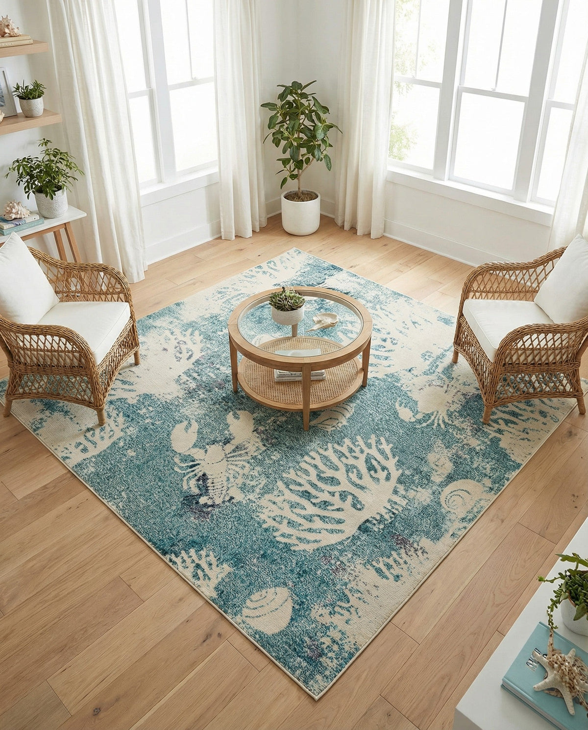 Sorrento Shores Collection Area Rug -  Vico Square Light Blue  lifestyle 118