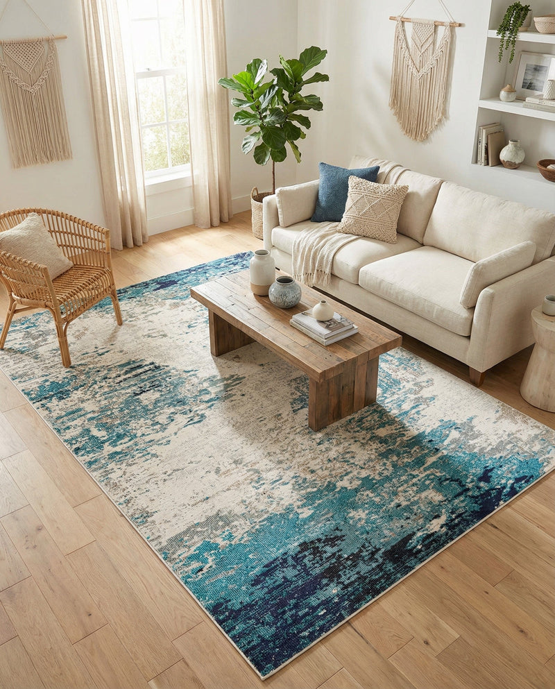 Colorburst Oasis Collection Area Rug -  Tropic Rectangle Blue  lifestyle 17