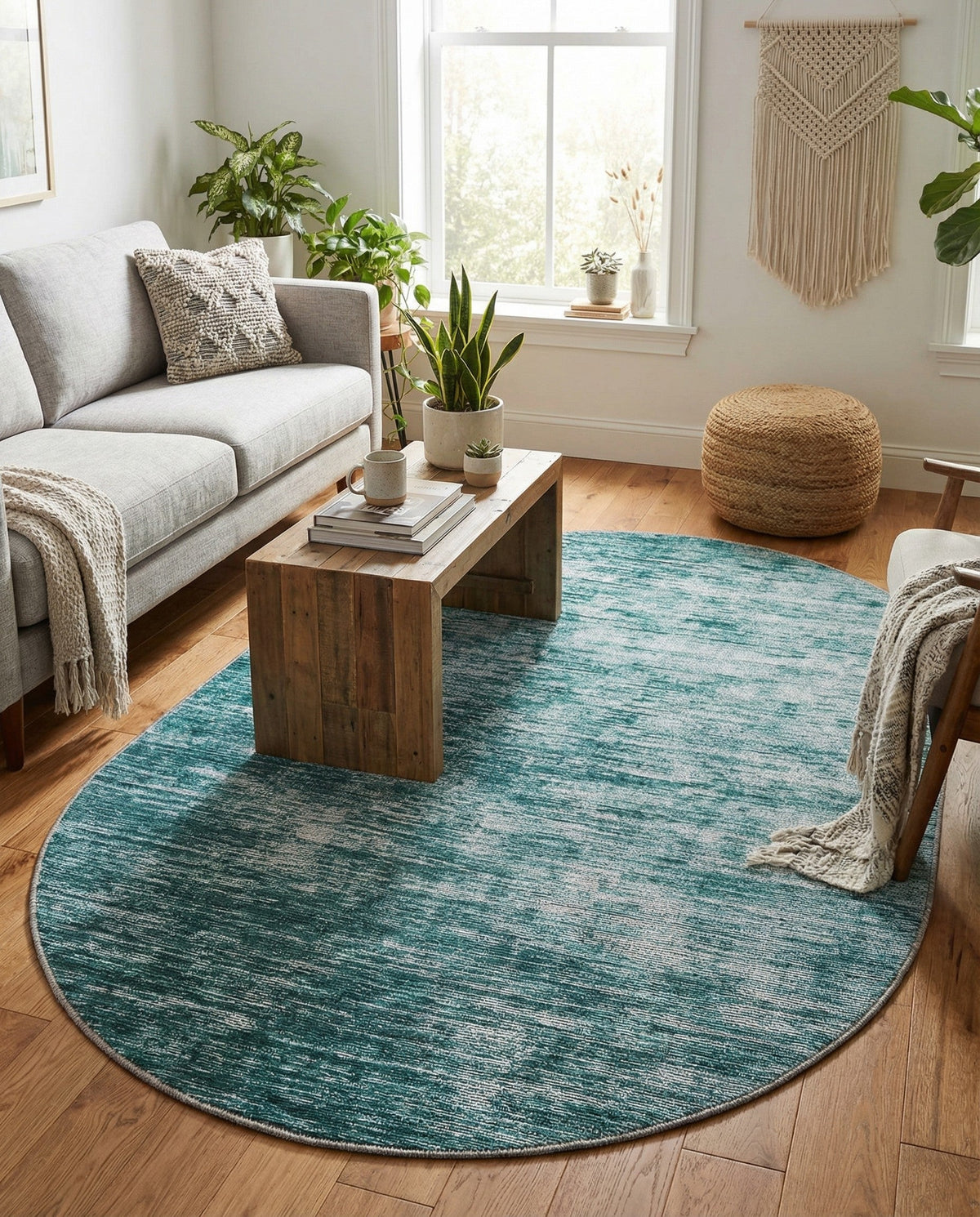 Sahara Essence Collection Area Rug - Oasis (Teal) Oval Teal  lifestyle 84