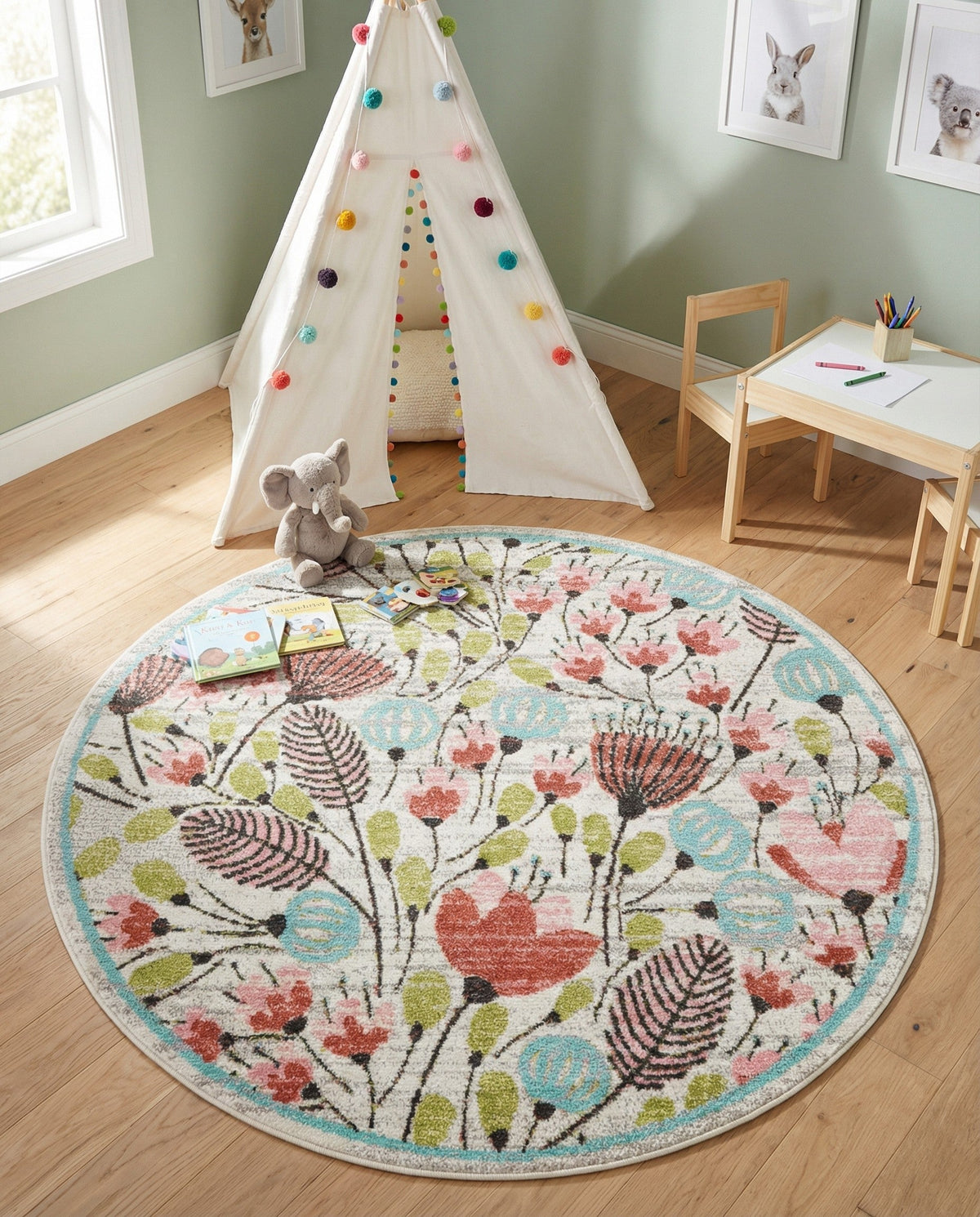 Wonder Tykes Collection Area Rug -  Fantasy Round Ivory  lifestyle 103